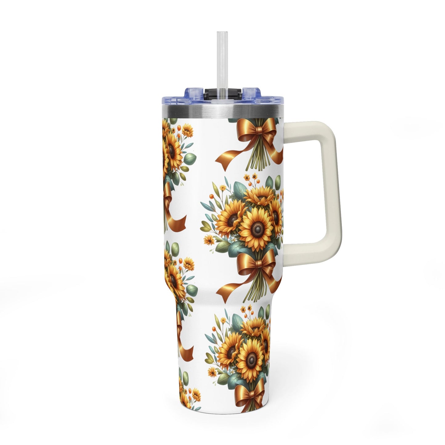 Grace In Bloom 40oz Sunflower Bouquet Vacuum Tumbler — Insulated Travel Mug