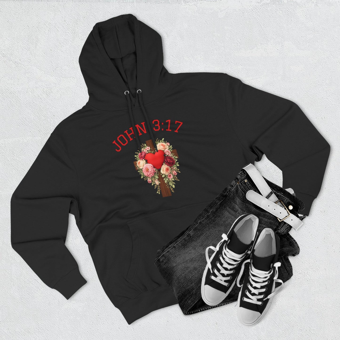 Rooted in Grace — John 3:17 Floral Cross Hoodie