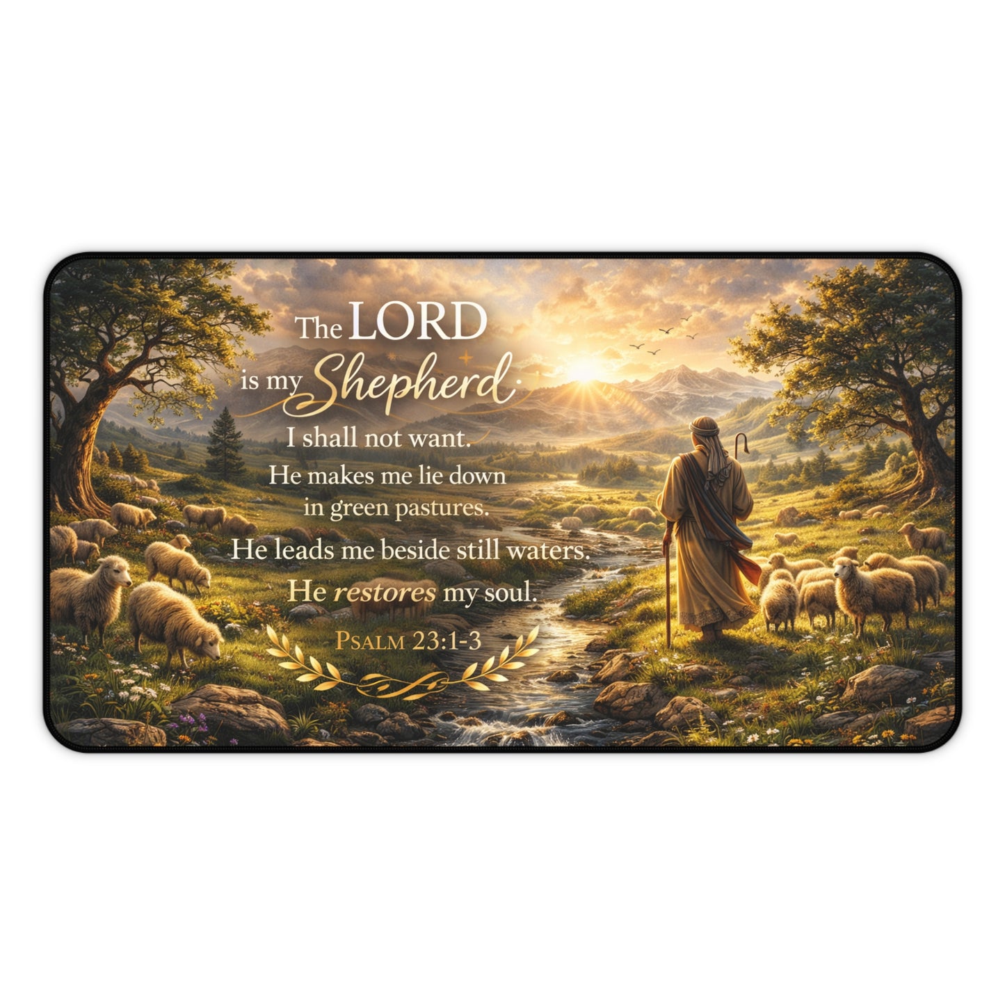Psalm 23 'The Lord Is My Shepherd' Desk Mat — Christian Inspirational Desk Pad