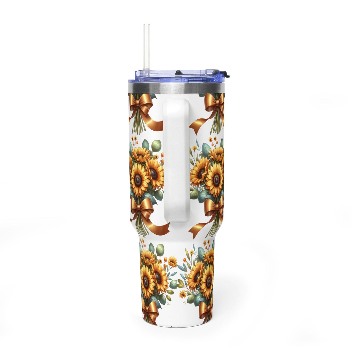 Grace In Bloom 40oz Sunflower Bouquet Vacuum Tumbler — Insulated Travel Mug