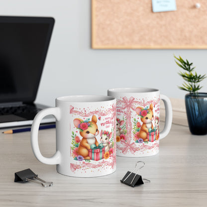 Grace In Bloom —  Mother’s Day Cute Bunny Ceramic Mug (11oz & 15oz)