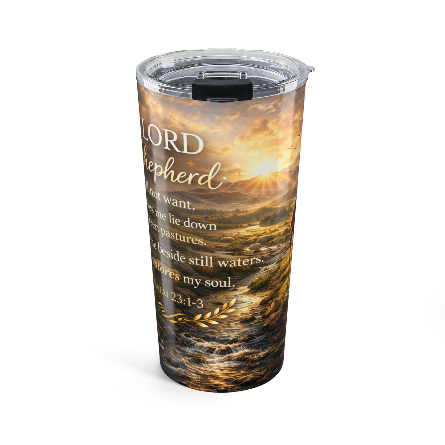 20oz Shepherd Psalm Tumbler – Christian Inspirational Travel Cup (The Lord Is My Shepherd, Psalm 23)