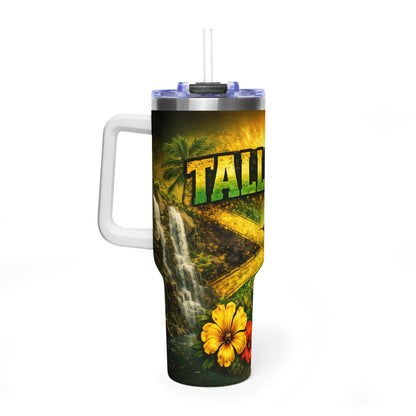 Yaad Vibes 40oz Vacuum Tumbler — Insulated Travel Mug with Hummingbird & Hibiscus Design