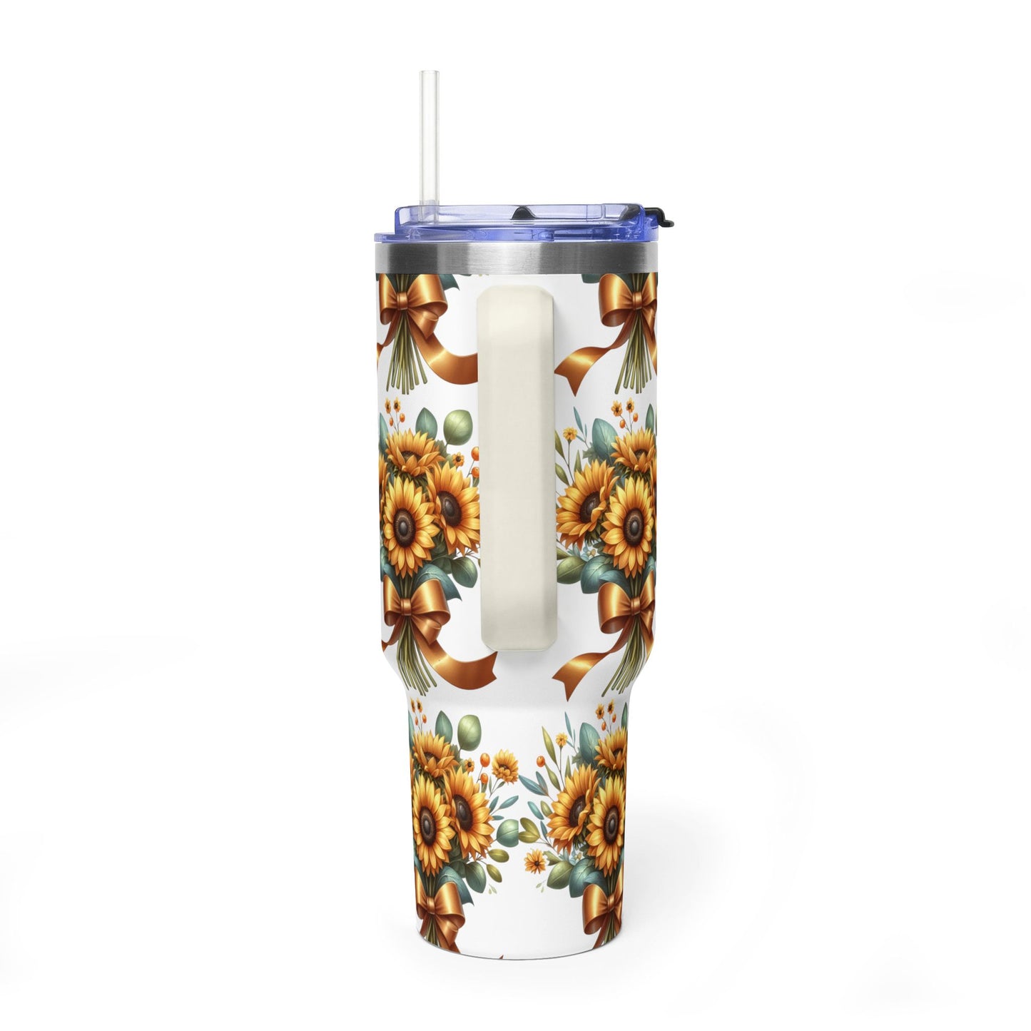 Grace In Bloom 40oz Sunflower Bouquet Vacuum Tumbler — Insulated Travel Mug