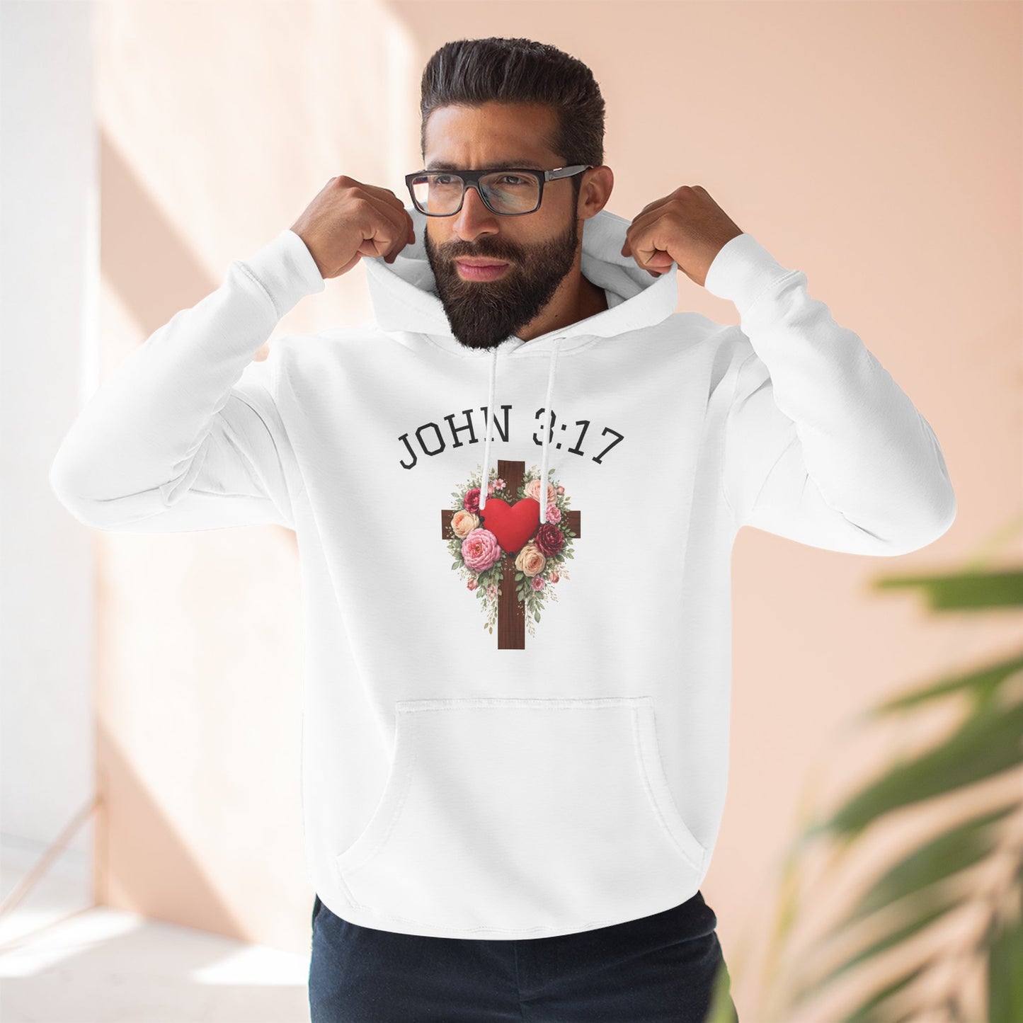 Rooted in Grace — John 3:17 Floral Cross Hoodie