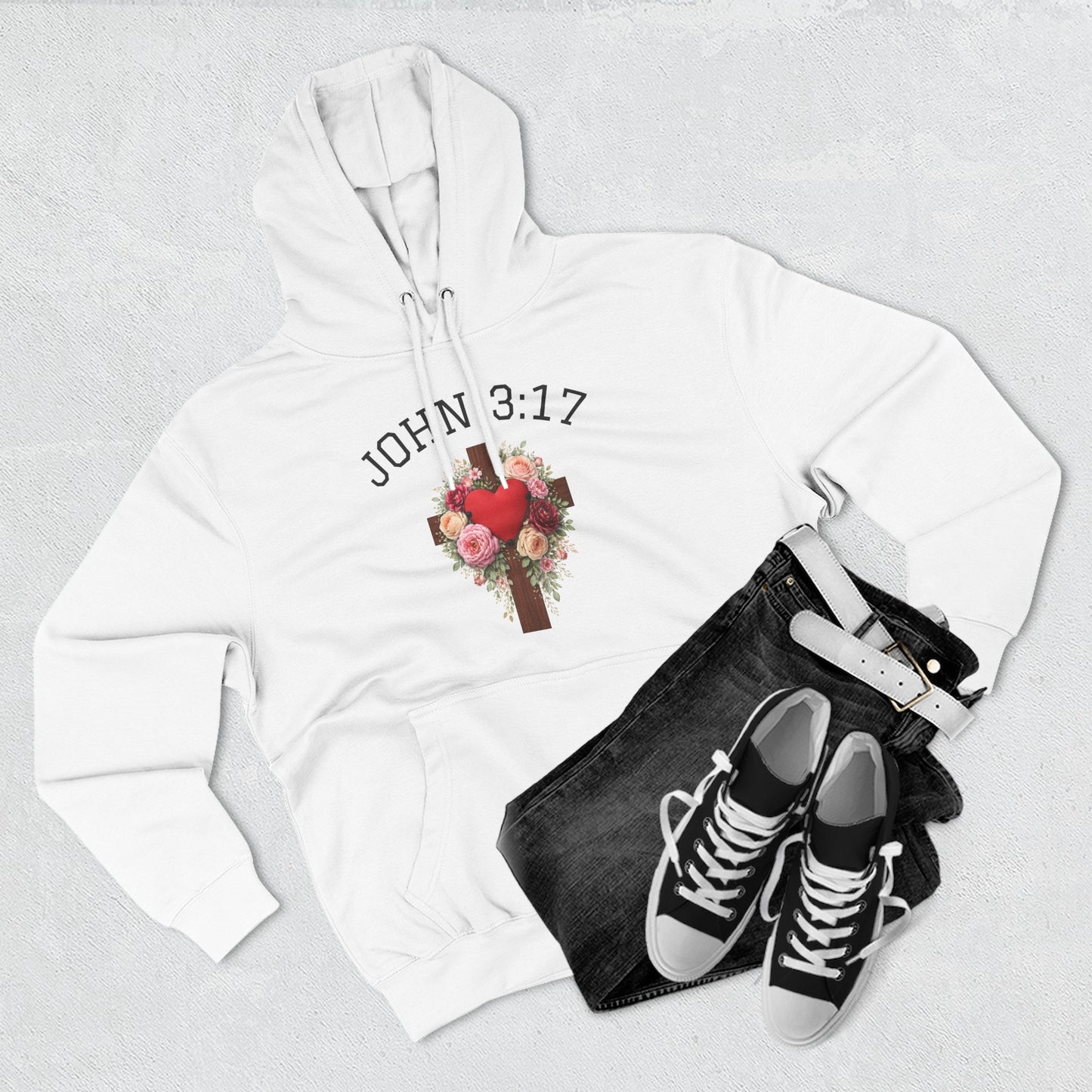 Rooted in Grace — John 3:17 Floral Cross Hoodie