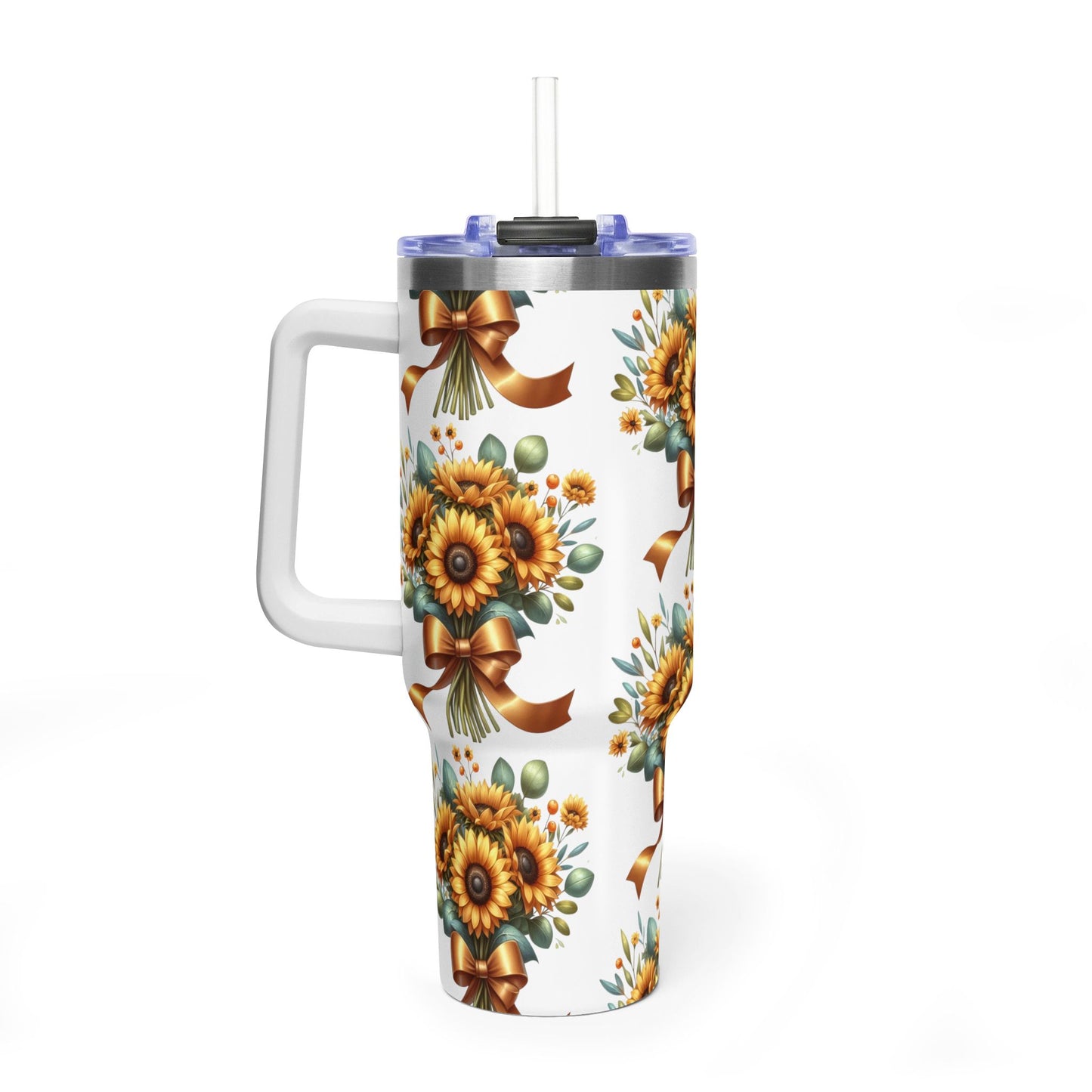 Grace In Bloom 40oz Sunflower Bouquet Vacuum Tumbler — Insulated Travel Mug