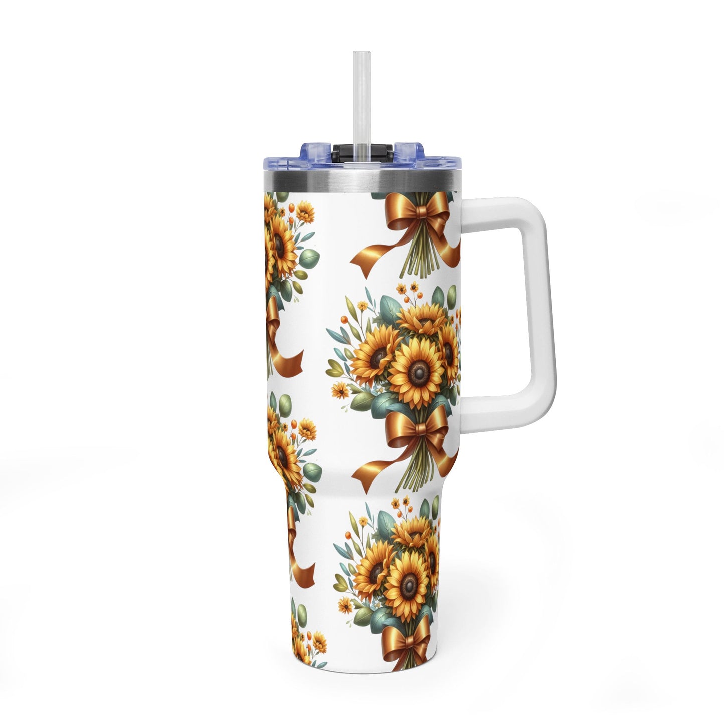 Grace In Bloom 40oz Sunflower Bouquet Vacuum Tumbler — Insulated Travel Mug