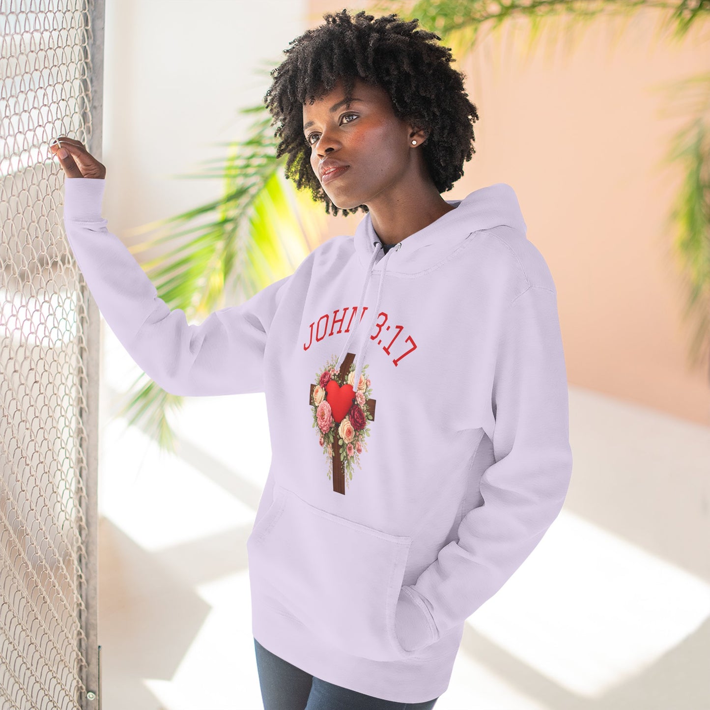 Rooted in Grace — John 3:17 Floral Cross Hoodie
