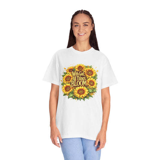 Golden Promises — With God, All Things Bloom Tee