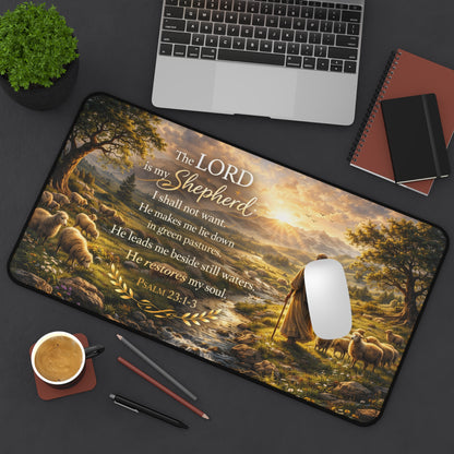 Psalm 23 'The Lord Is My Shepherd' Desk Mat — Christian Inspirational Desk Pad