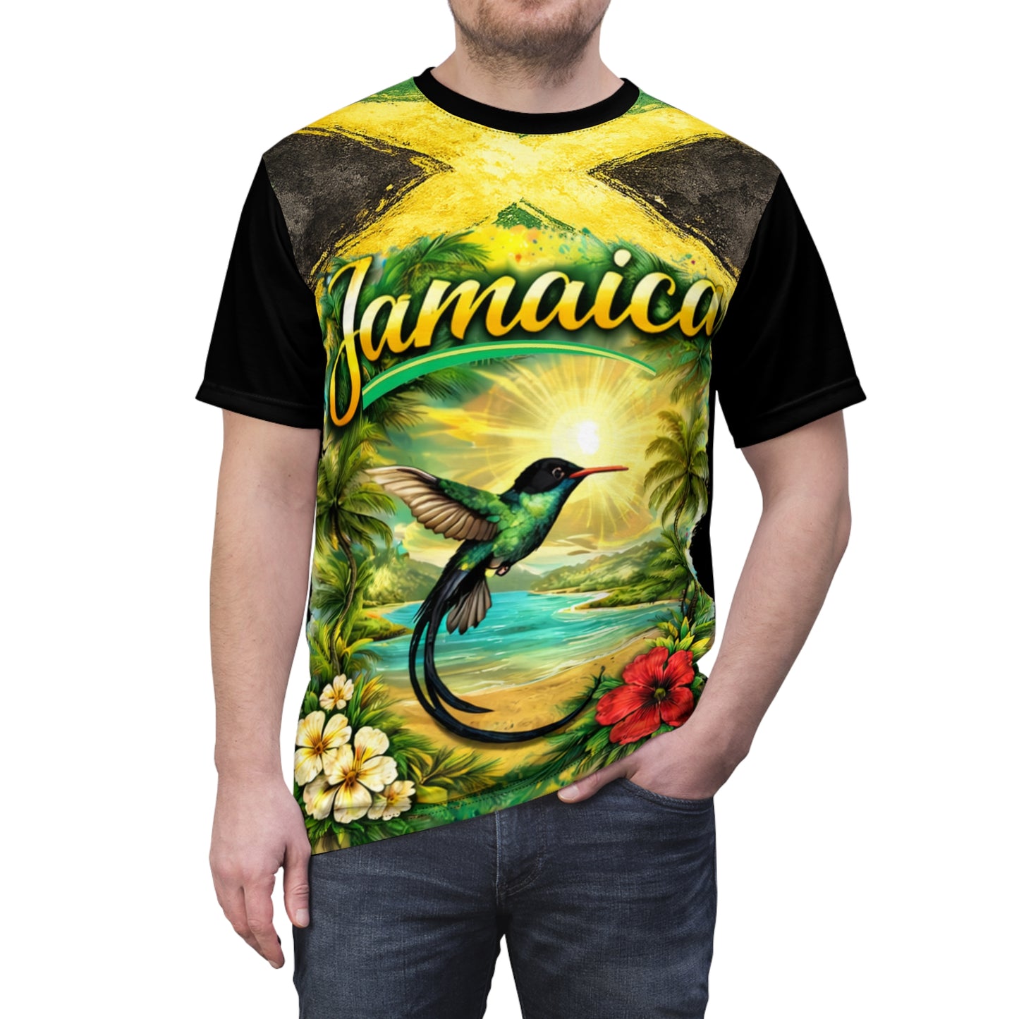 Yaad Vibes — Sunrise Tropics All-Over Print Tee