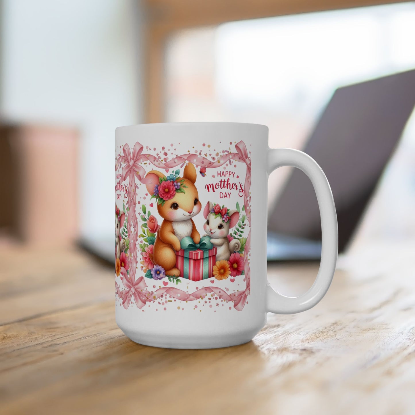 Grace In Bloom —  Mother’s Day Cute Bunny Ceramic Mug (11oz & 15oz)