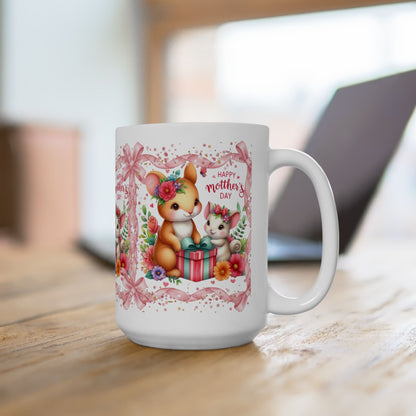 Grace In Bloom —  Mother’s Day Cute Bunny Ceramic Mug (11oz & 15oz)