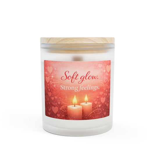 Romantic Frosted Glass Candle — "Soft Glow, Strong Feelings" 11oz