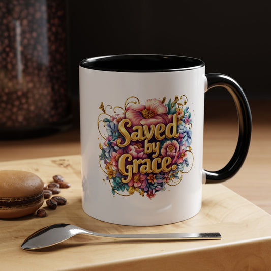 Golden Promises — Saved by Grace Accent Mug