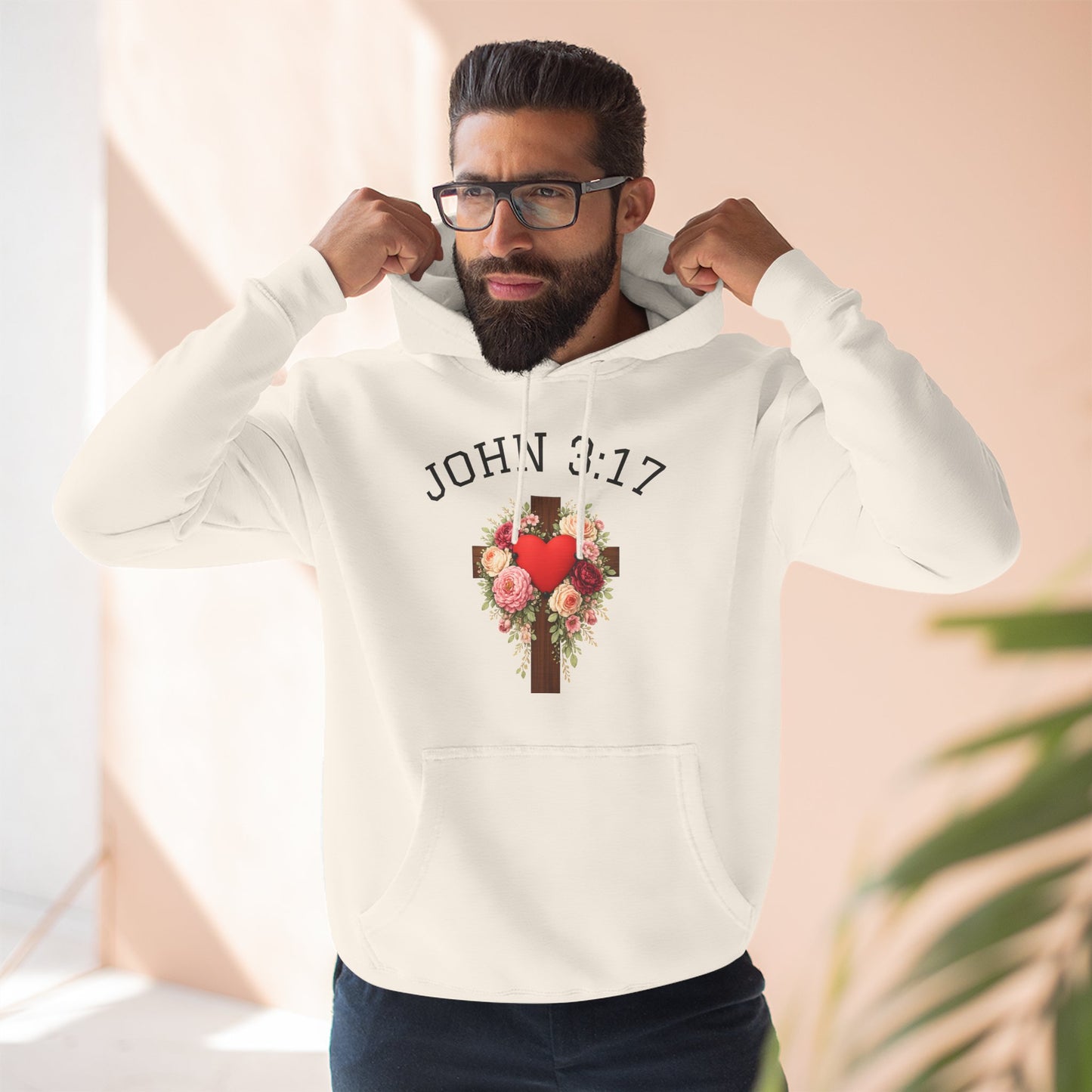 Rooted in Grace — John 3:17 Floral Cross Hoodie