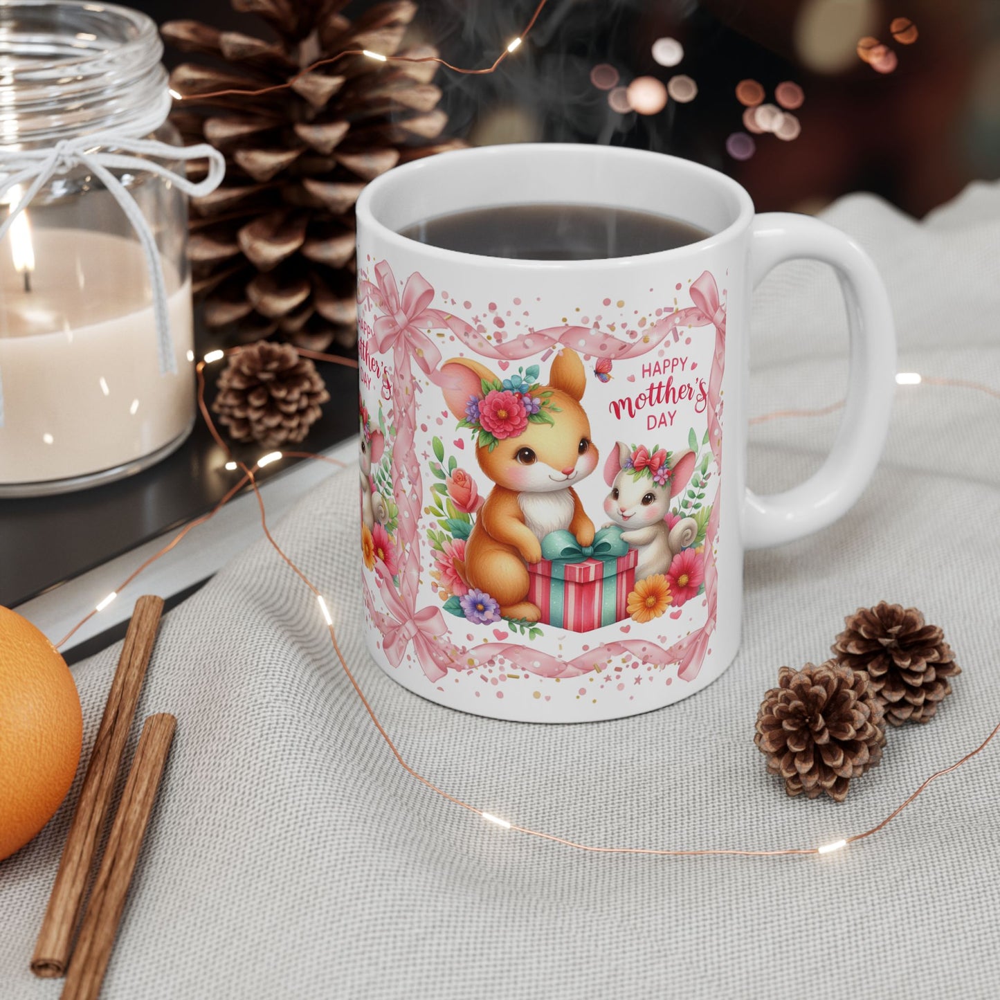 Grace In Bloom —  Mother’s Day Cute Bunny Ceramic Mug (11oz & 15oz)