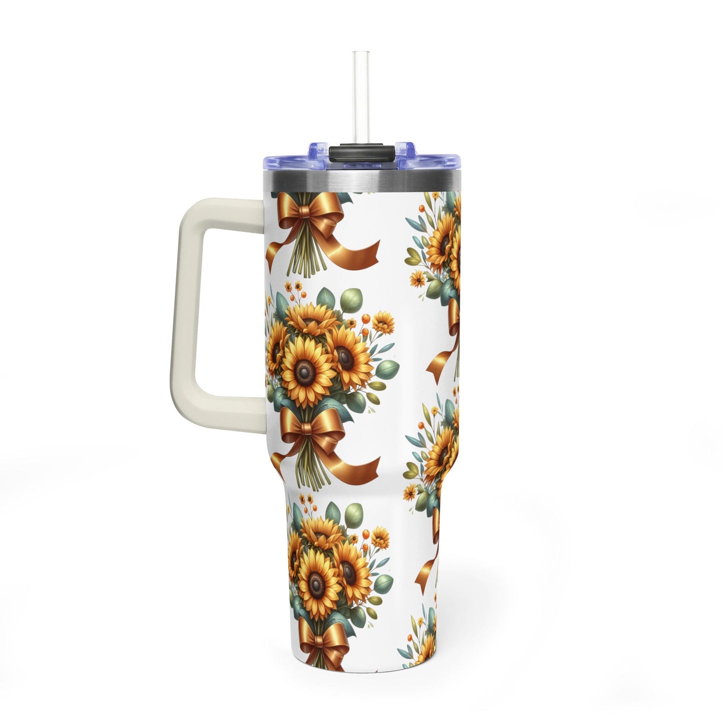 Grace In Bloom 40oz Sunflower Bouquet Vacuum Tumbler — Insulated Travel Mug