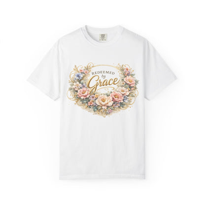 Golden Promises — Redeemed by Grace Garment-Dyed Tee