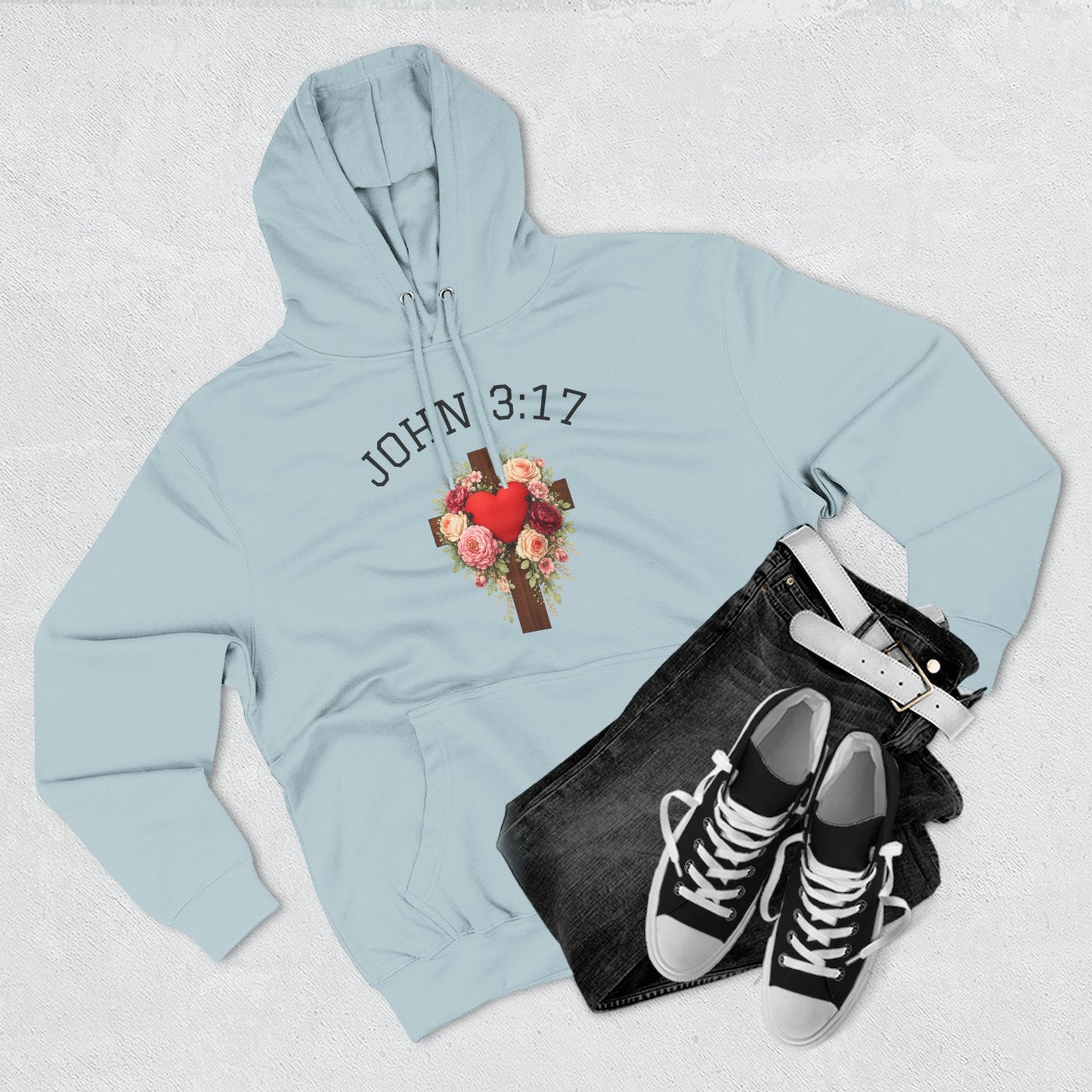 Rooted in Grace — John 3:17 Floral Cross Hoodie
