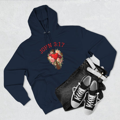 Rooted in Grace — John 3:17 Floral Cross Hoodie