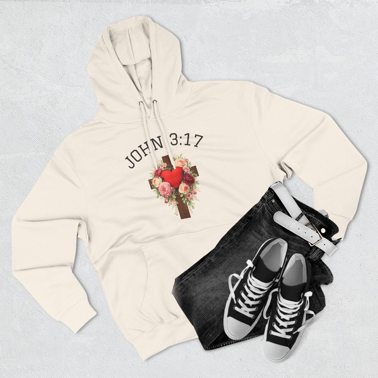 Rooted in Grace — John 3:17 Floral Cross Hoodie