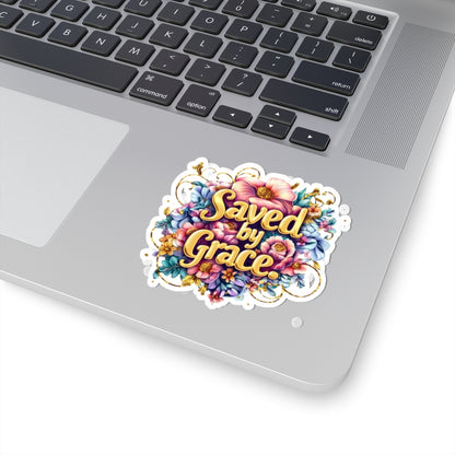 Golden Promises — Saved by Grace Floral Sticker