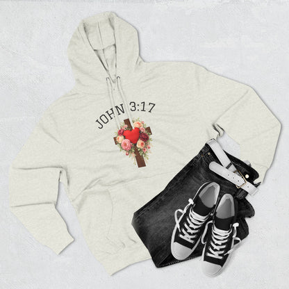 Rooted in Grace — John 3:17 Floral Cross Hoodie