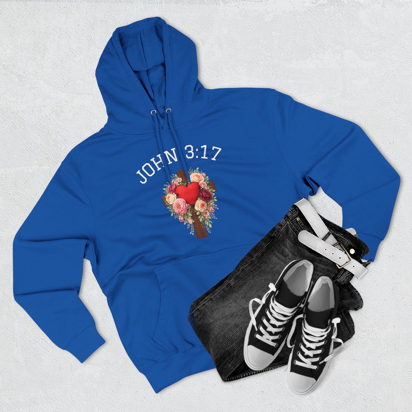 Rooted in Grace — John 3:17 Floral Cross Hoodie