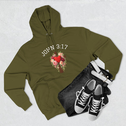 Rooted in Grace — John 3:17 Floral Cross Hoodie