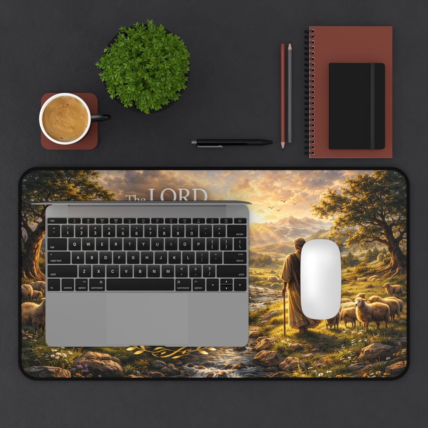Psalm 23 'The Lord Is My Shepherd' Desk Mat — Christian Inspirational Desk Pad