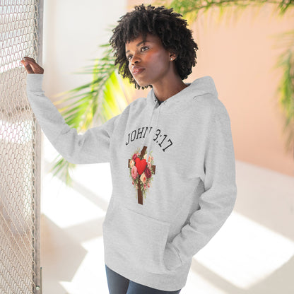 Rooted in Grace — John 3:17 Floral Cross Hoodie