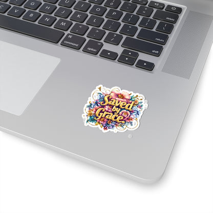 Golden Promises — Saved by Grace Floral Sticker