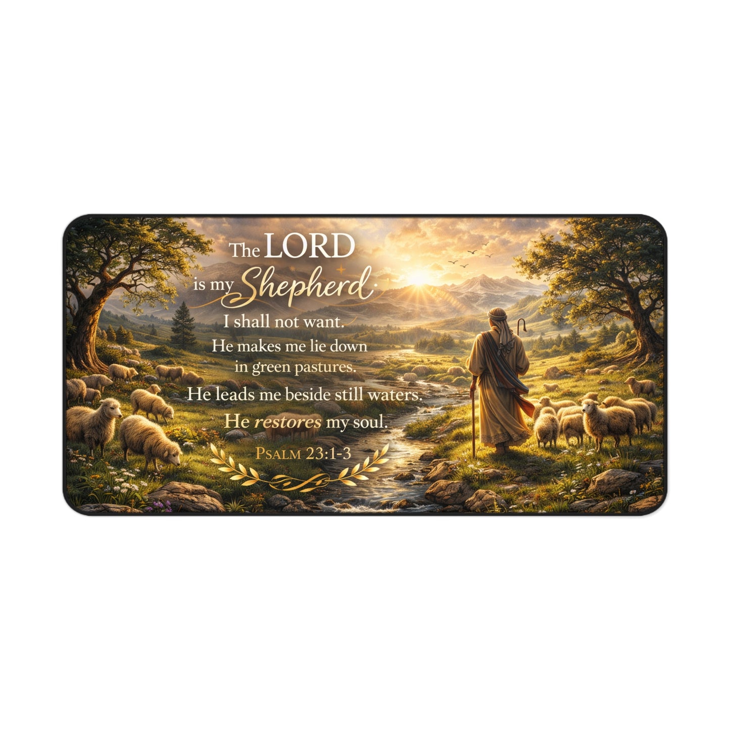 Psalm 23 'The Lord Is My Shepherd' Desk Mat — Christian Inspirational Desk Pad
