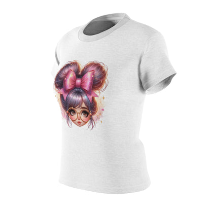 Cute Anime Girl Tee — Kawaii Bow Hair Graphic Women's Shirt