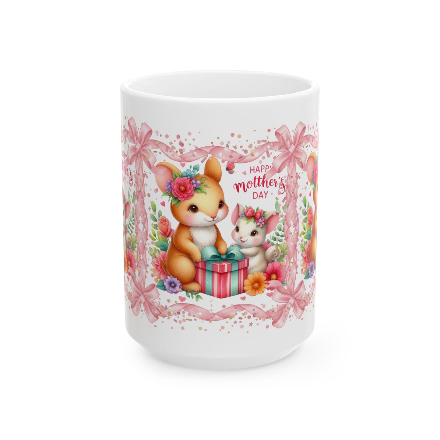 Grace In Bloom —  Mother’s Day Cute Bunny Ceramic Mug (11oz & 15oz)