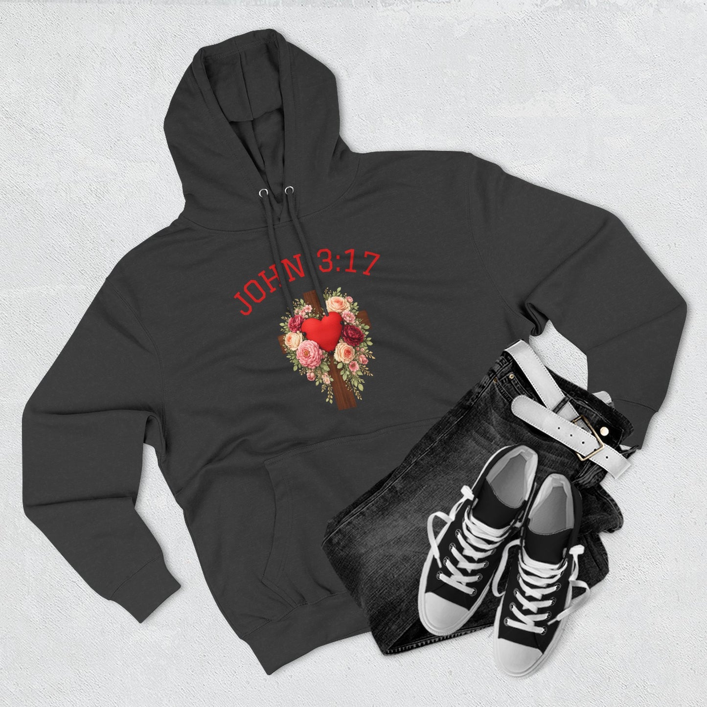 Rooted in Grace — John 3:17 Floral Cross Hoodie