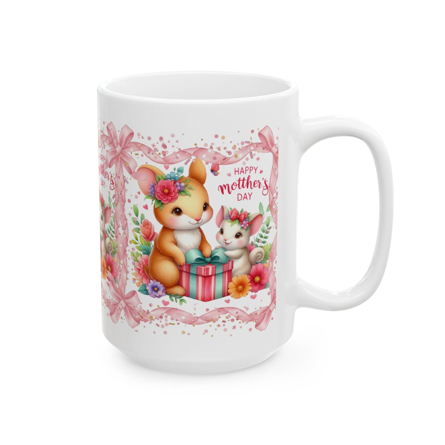 Grace In Bloom —  Mother’s Day Cute Bunny Ceramic Mug (11oz & 15oz)