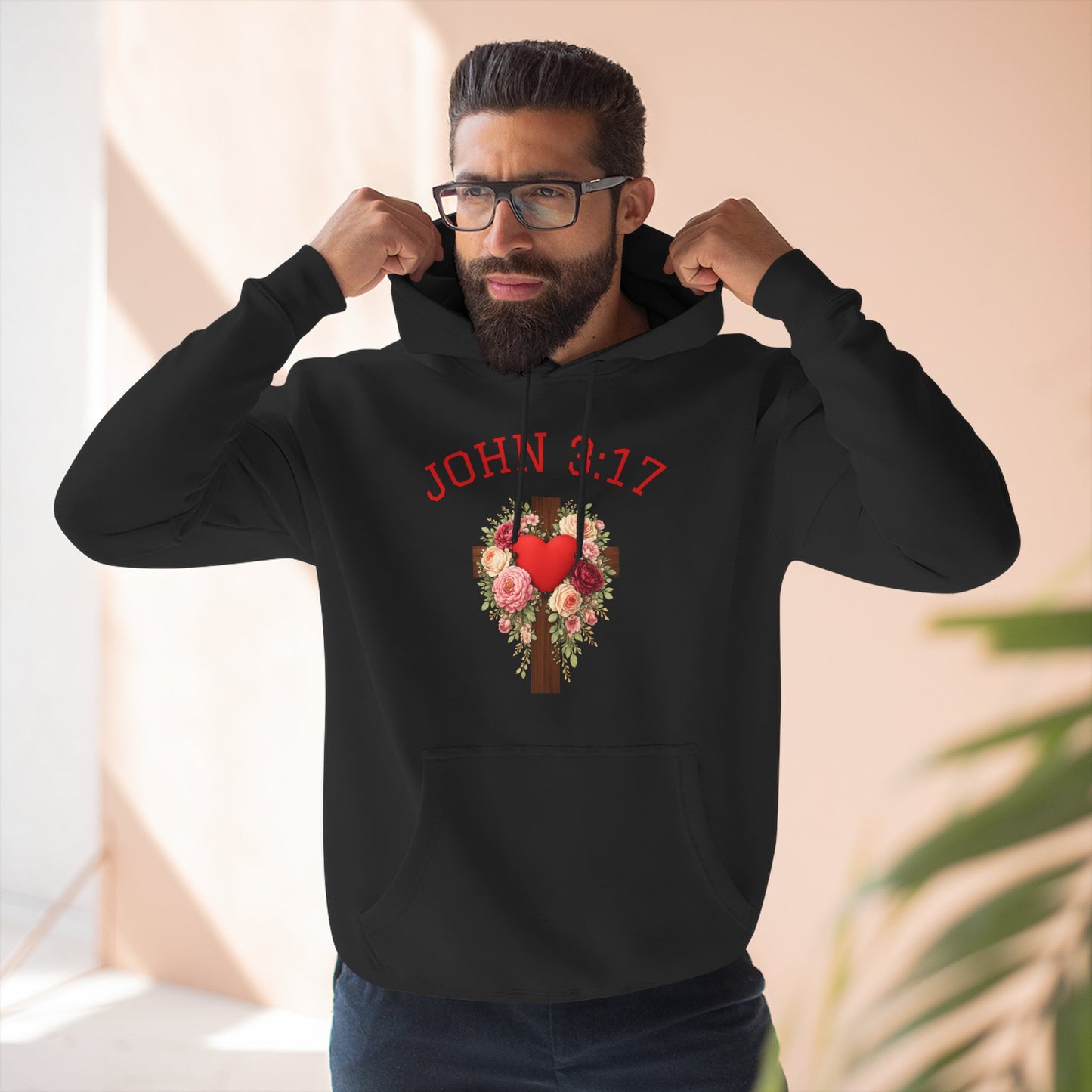 Rooted in Grace — John 3:17 Floral Cross Hoodie