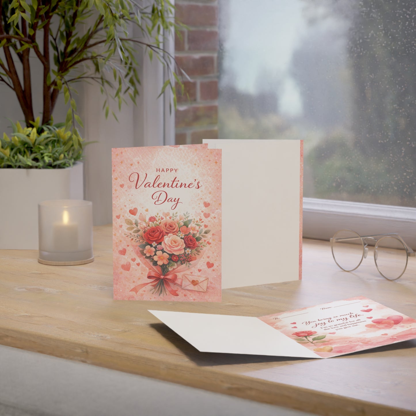 Valentine's Day Floral Heart Bouquet Greeting Card