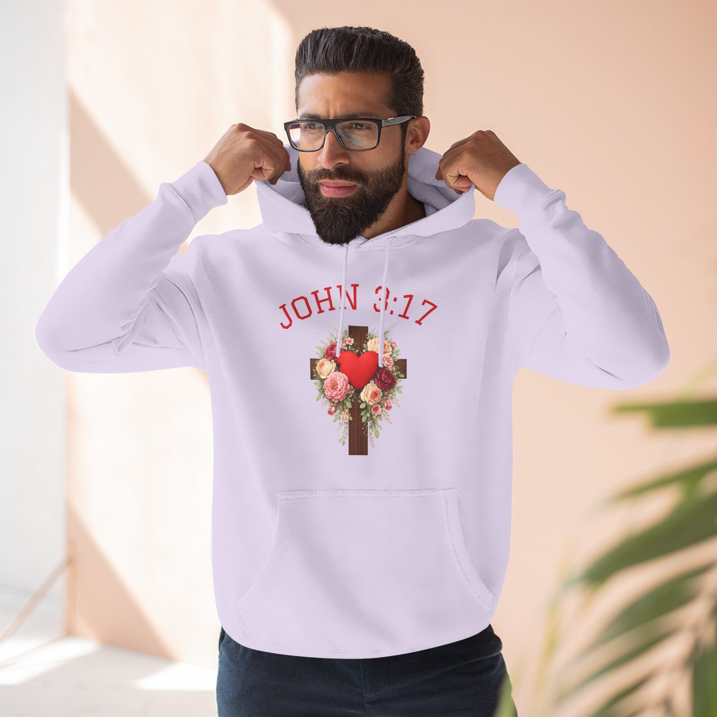 Rooted in Grace — John 3:17 Floral Cross Hoodie